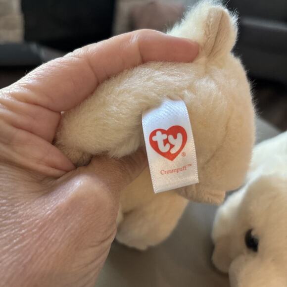 NWT Ty Beanie Baby - CREAMPUFF the Bunny Rabbit 6" Stuffed Animal Toy - Picture 6 of 10